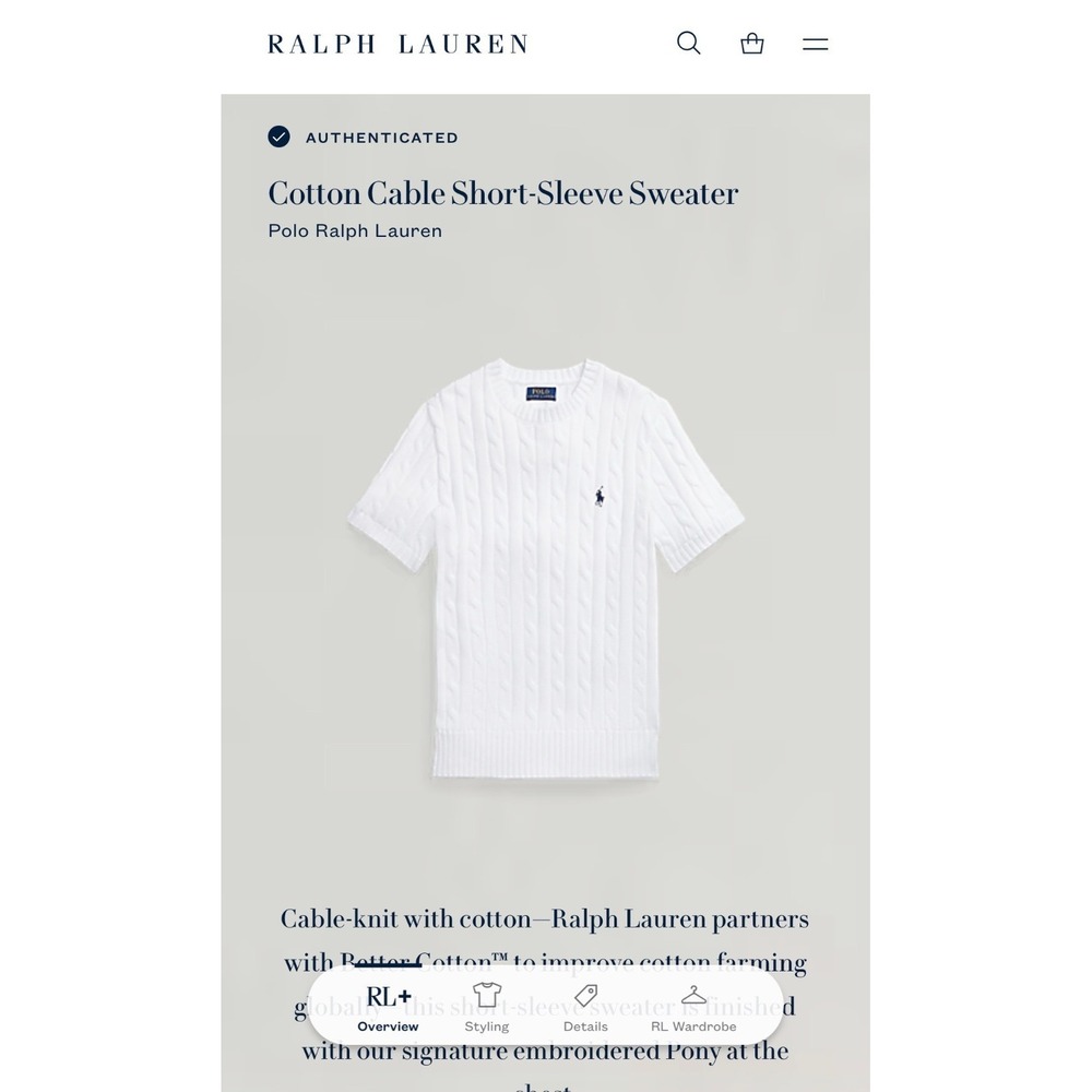 Polo Ralph Lauren Womens Cable Knit Short Sleeve Sweater White S Preppy pony - Picture 5 of 16